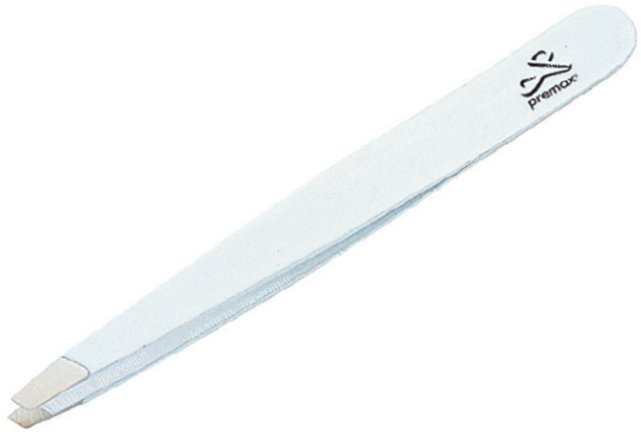 

Пинцет Premax Optima Line Aqua для бровей со скошенными кончиками 9 см 3.5'' (белый)