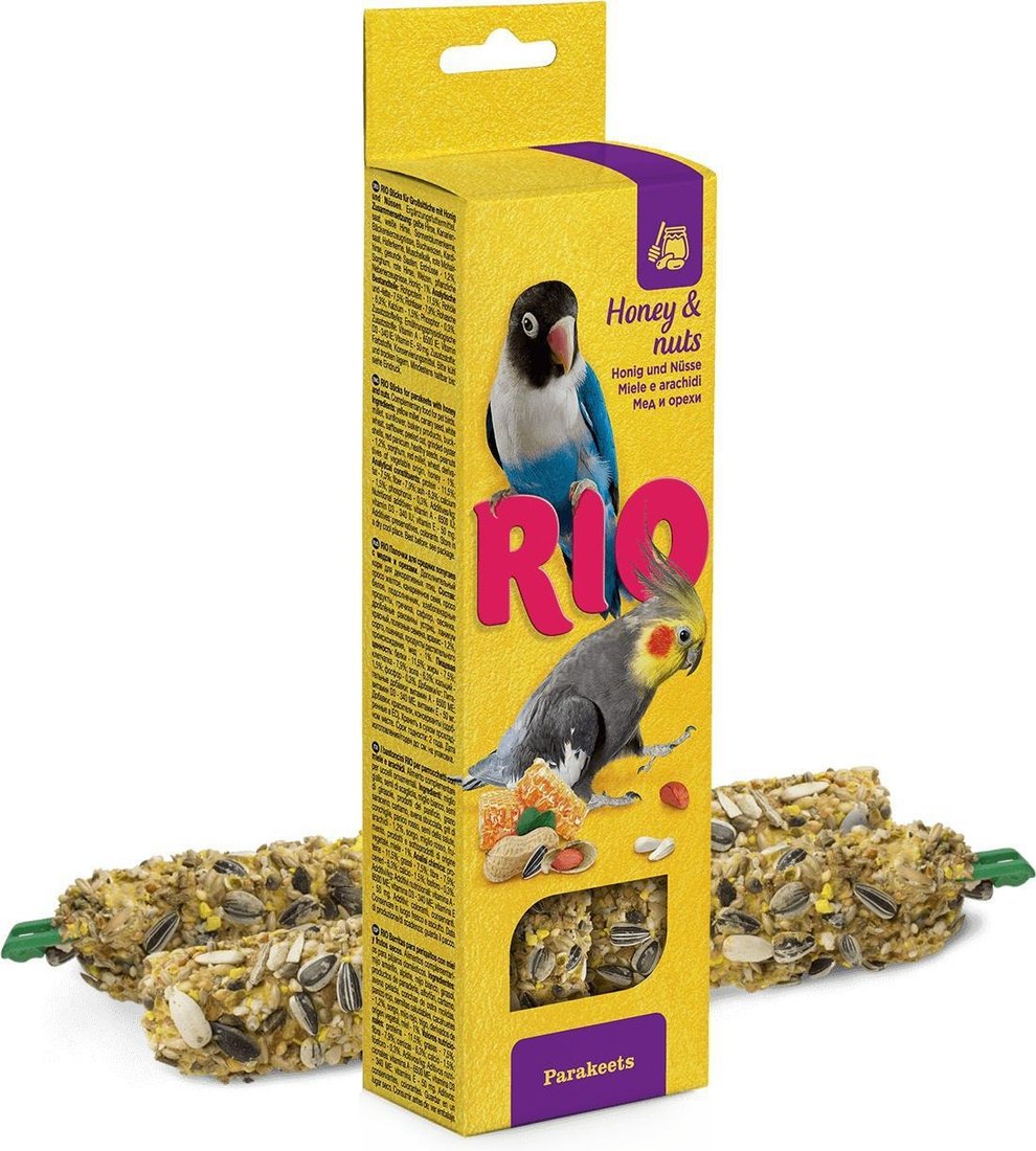 

Лакомство для птиц Rio Палочки с медом и орехами 2х75 г