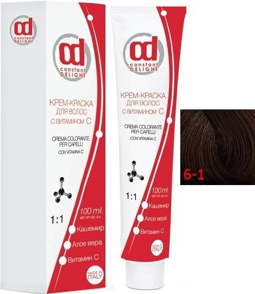 

Крем-краска для волос Constant Delight Crema Colorante с витамином С 6/1 темно-русый сандрэ