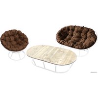 Набор садовой мебели M-Group Мамасан, Папасан и стол 12130105 (белый/коричневая подушка)