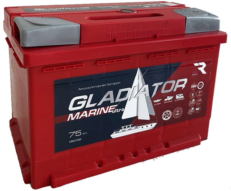 

Лодочный аккумулятор Gladiator Marine 75 R+ (75 А·ч)
