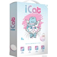 Наполнитель для туалета iCat комкующийся белый с ароматом детской присыпки 5 кг