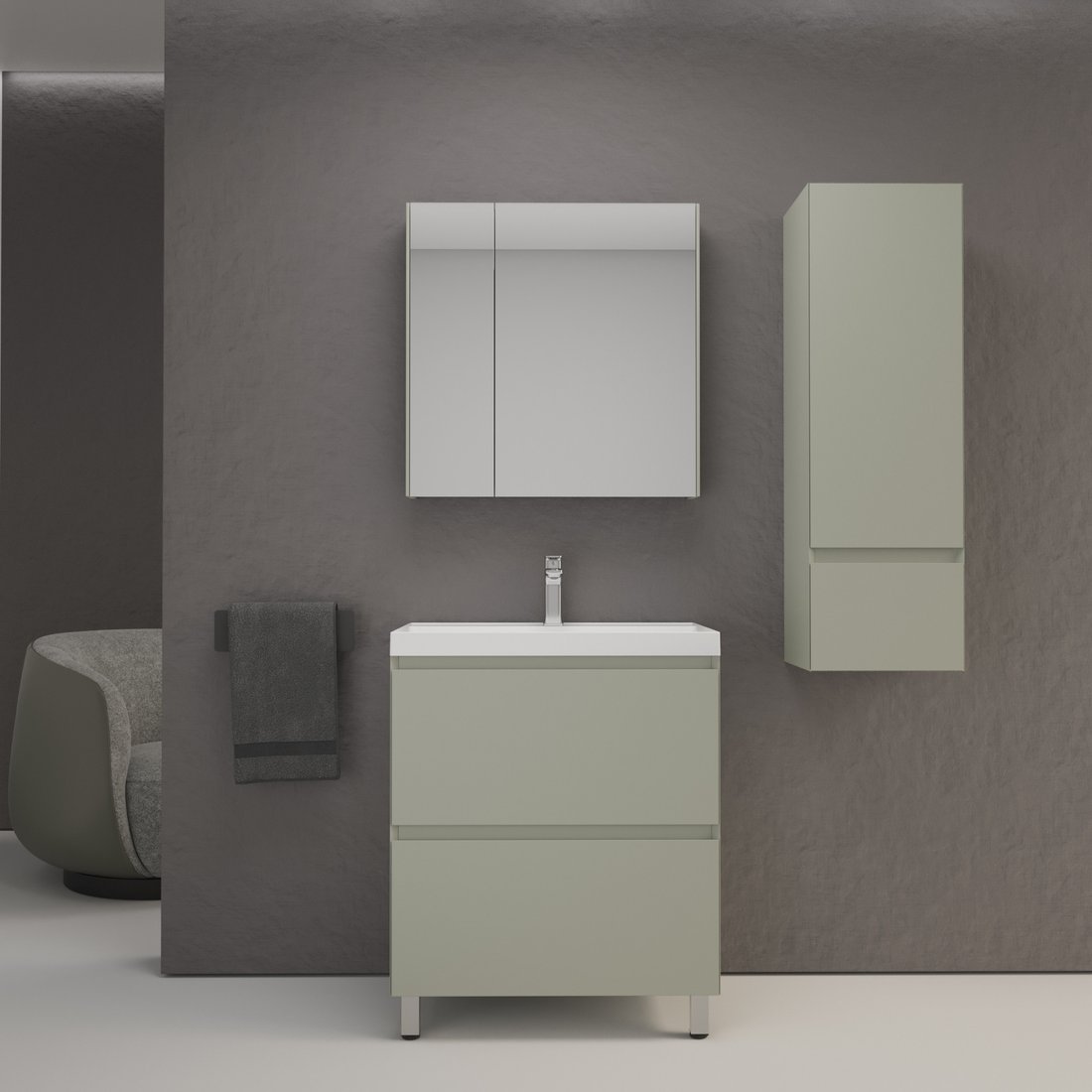 

Symbolite Тумба под умывальник Манхэттен 70 Plus 2 ящика (олива)