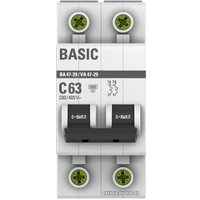 Выключатель автоматический EKF ВА 47-29 2P 63А (С) 4.5кА mcb4729-2-63C