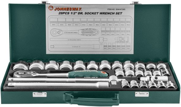 

Набор трещотка с головками Jonnesway S04H4728S 28 предметов