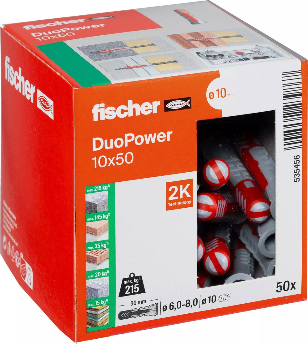 

Дюбель универсальный Fischer DuoPower 10 x 50 535456 (50 шт)