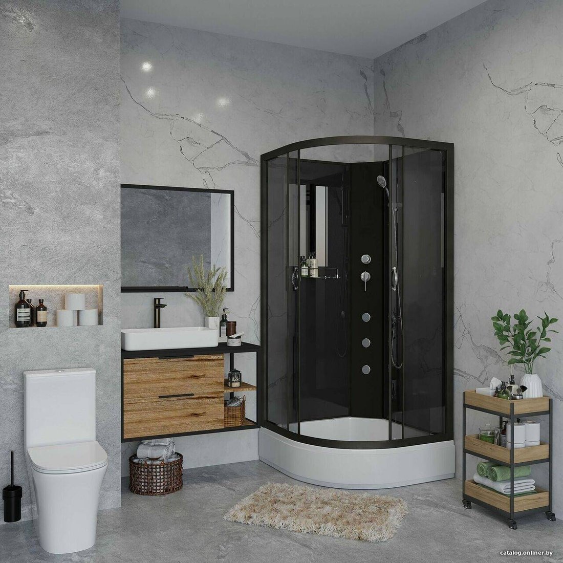 Душевая кабина Niagara NG-6501-14BKG 90x90x215