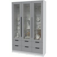 Шкаф-витрина Интерлиния Концепт КТ-ШВ3 (серебро/белый платинум)
