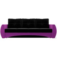 Диван Лига диванов Сатурн 101029 (микровельвет, черный/фиолетовый)