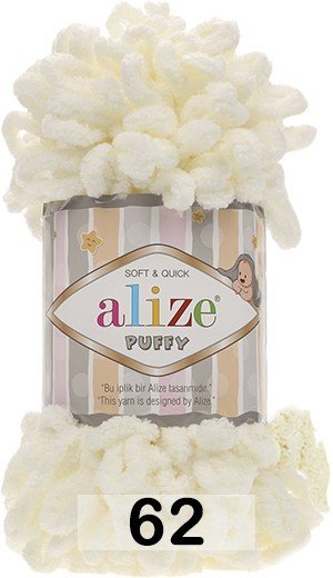 

Пряжа для вязания Alize Puffy 62 (9.2 м, молочный)