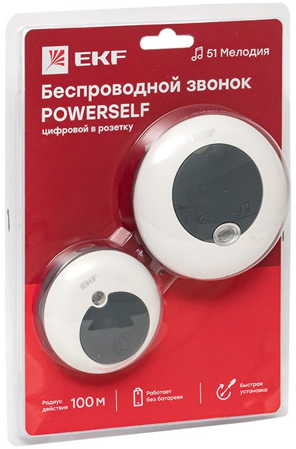 

Беспроводной дверной звонок EKF Powerself в розетку DBS-003