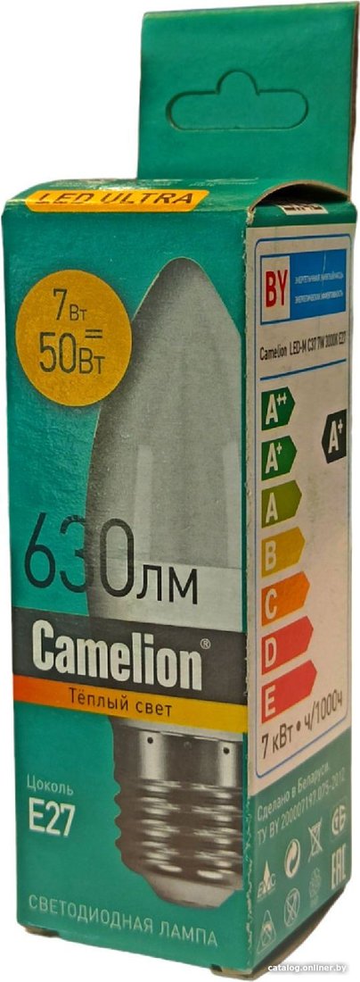 Светодиодная лампочка Camelion Е27 7Вт 3000K С37 15055