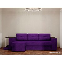 Угловой диван Настоящая мебель Ванкувер лайт со столом (угл., левый, боннель, вельв, фиолетов)