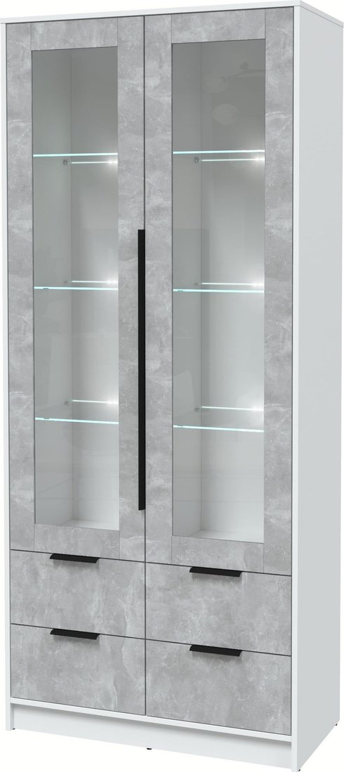 

Шкаф-витрина Интерлиния Концепт КТ-ШВ2 с подсветкой (бетон/белый платинум)