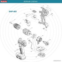 Ударная дрель-шуруповерт Makita DHP483RAJ (без АКБ, кейс)