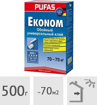 Клей для винила Pufas Эконом универсальный Euro 3000 (500 г)