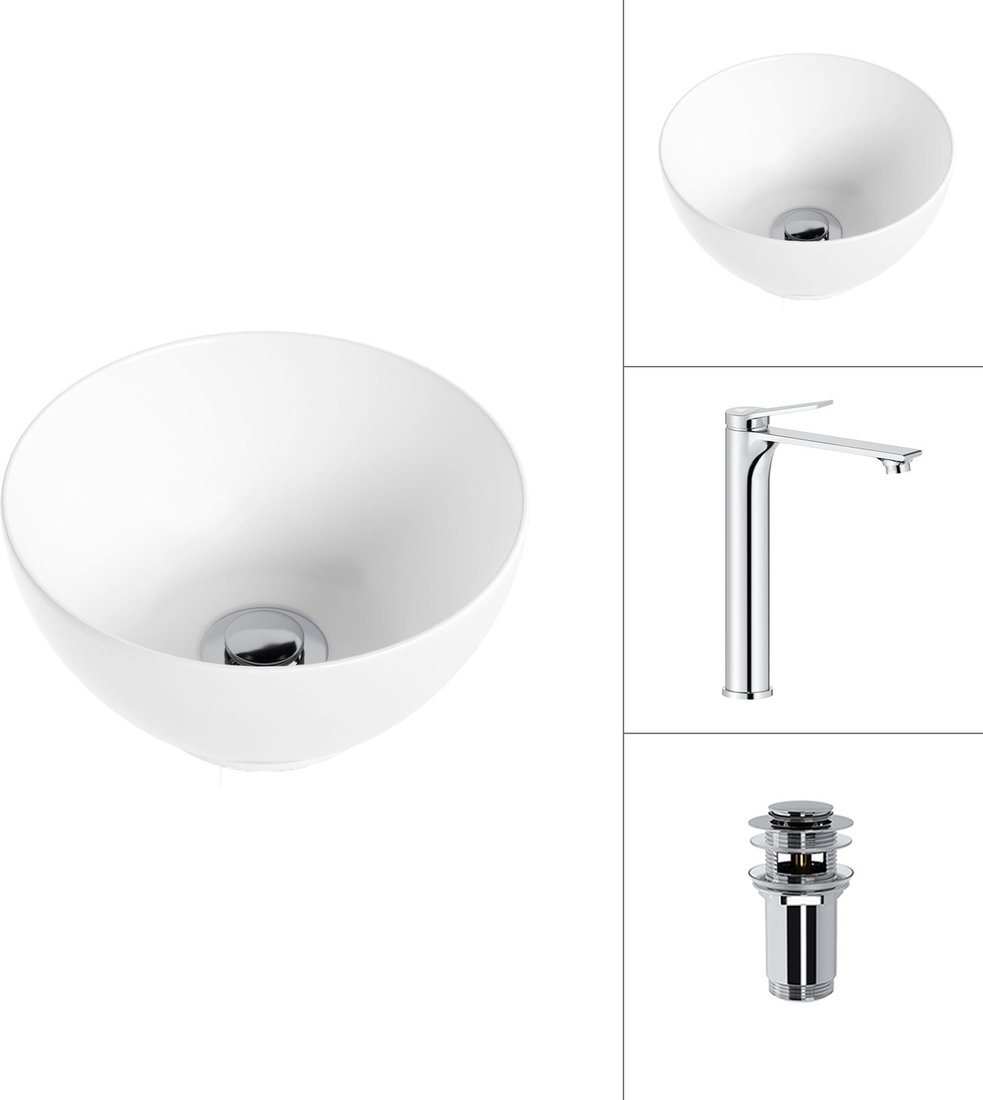 Умывальник Lauter 21601E + Rio 21AM12672 с донным клапаном 21190CH (хром)