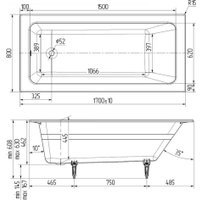 Ванна Wotte Line 170х80 БП-э00д1473