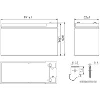 Аккумулятор для ИБП Delta HR 12-24W (12В/6 А·ч)