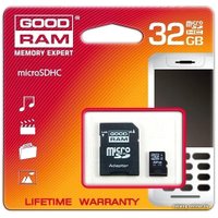 Карта памяти GOODRAM microSDHC (Class 4) 32GB + адаптер [SDU32GHCAGRR10]