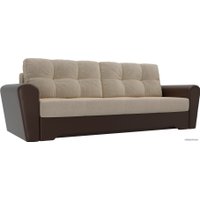 Диван Лига диванов Амстердам 28246 (микровельвет/экокожа, бежевый/коричневый)