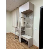 Стенка Алисия Сольера мод.1 (ЛДСП Мунлайт/ЛДСП Велюр/Ткань Light Grey)