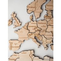 Пазл Woodary Карта мира L 3145 (3 уровня, natural)