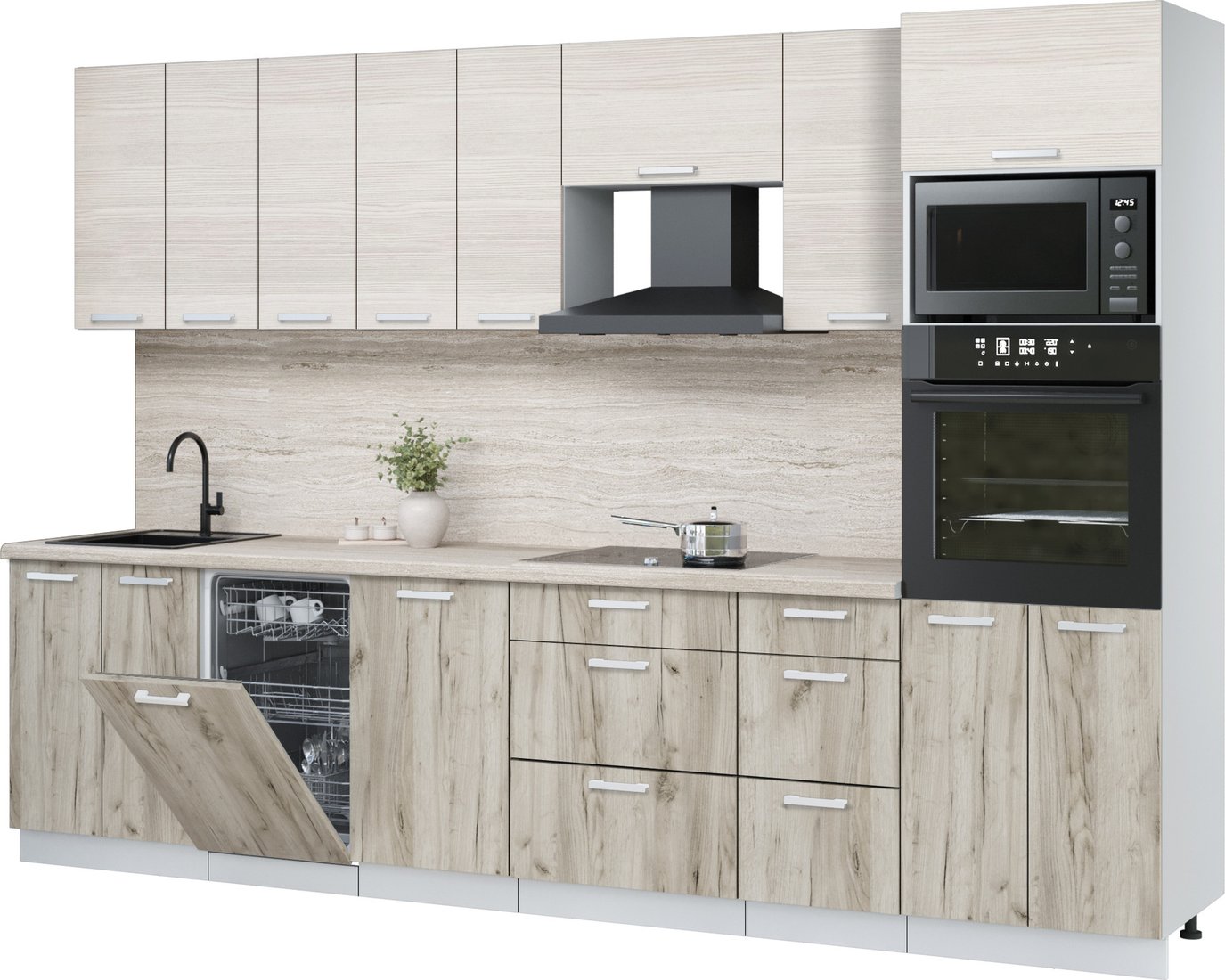 

Готовая кухня Интерлиния Мила Лайт 3.1-ПМ3 (вудлайн кремовый/дуб серый/травертин серый)