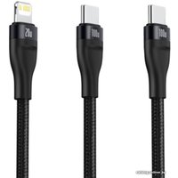 Кабель Baseus CA1T2-F01 USB Type-C - USB Type-C - Lightning (1.2 м, черный)