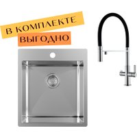 Кухонная мойка Aquasanita AIR 100 X + cмеситель AquaSanita 7763 002 steel