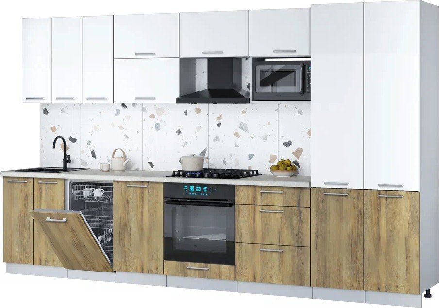 

Готовая кухня Интерлиния Мила Gloss 3.5-ПМ4 (дуб вотан/белый/опал светлый)