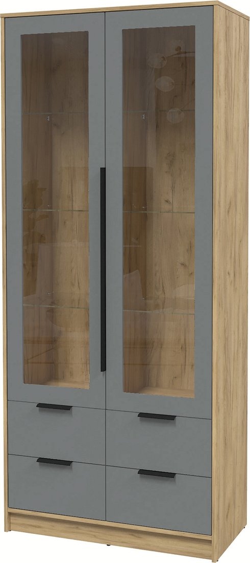 

Шкаф-витрина Интерлиния Концепт КТ-ШВ2 с подсветкой Глосс (дуб золотой/серый)