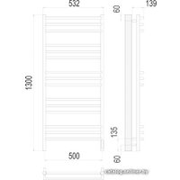 Полотенцесушитель TERMINUS Прато П15 500x1300 (хром)