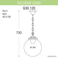 Уличный подвесной светильник Fumagalli Globe 300 G30.120.000.BYE27