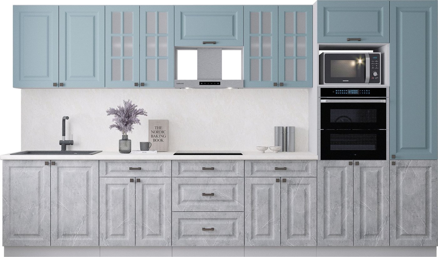 

Готовая кухня Интерлиния Мила Деко 3.6 (керамика/океан/опал светлый)