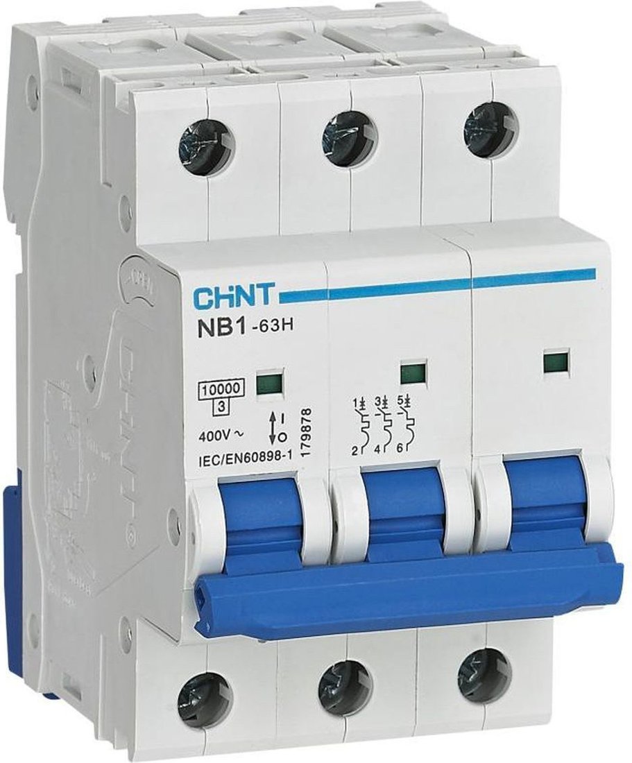 

Выключатель автоматический Chint NB1-63H 3P 13A 10кА C (R) 179867