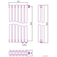 Стальной трубчатый радиатор Сунержа Эстет-00 EU50 1800х270 6 секций (состаренная латунь)