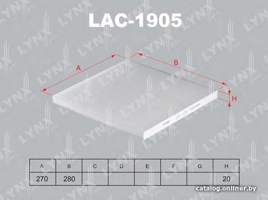 Салонный фильтр LynxAuto LAC1905
