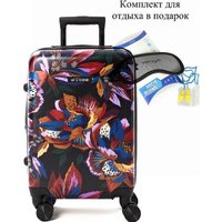 Чемодан-спиннер L'Case RIO-S 42/48 л (принт цветы)