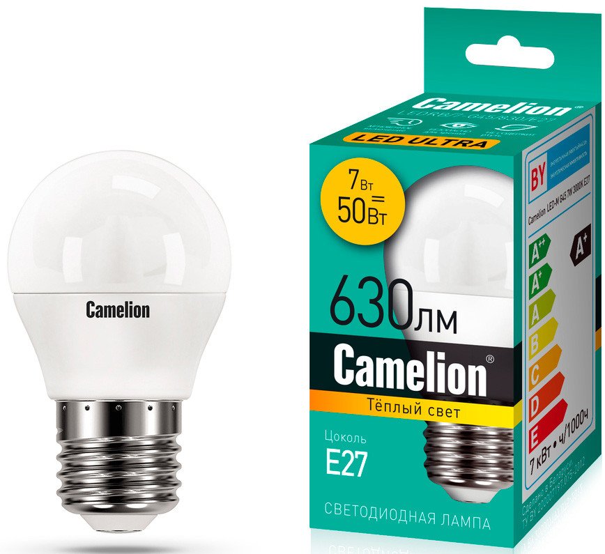 Светодиодная лампочка Camelion LEDRB/7-G45/830/E27