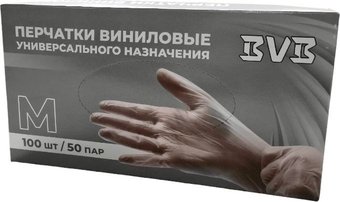 Виниловые перчатки BVB виниловые (XL, 100 шт, прозрачный)