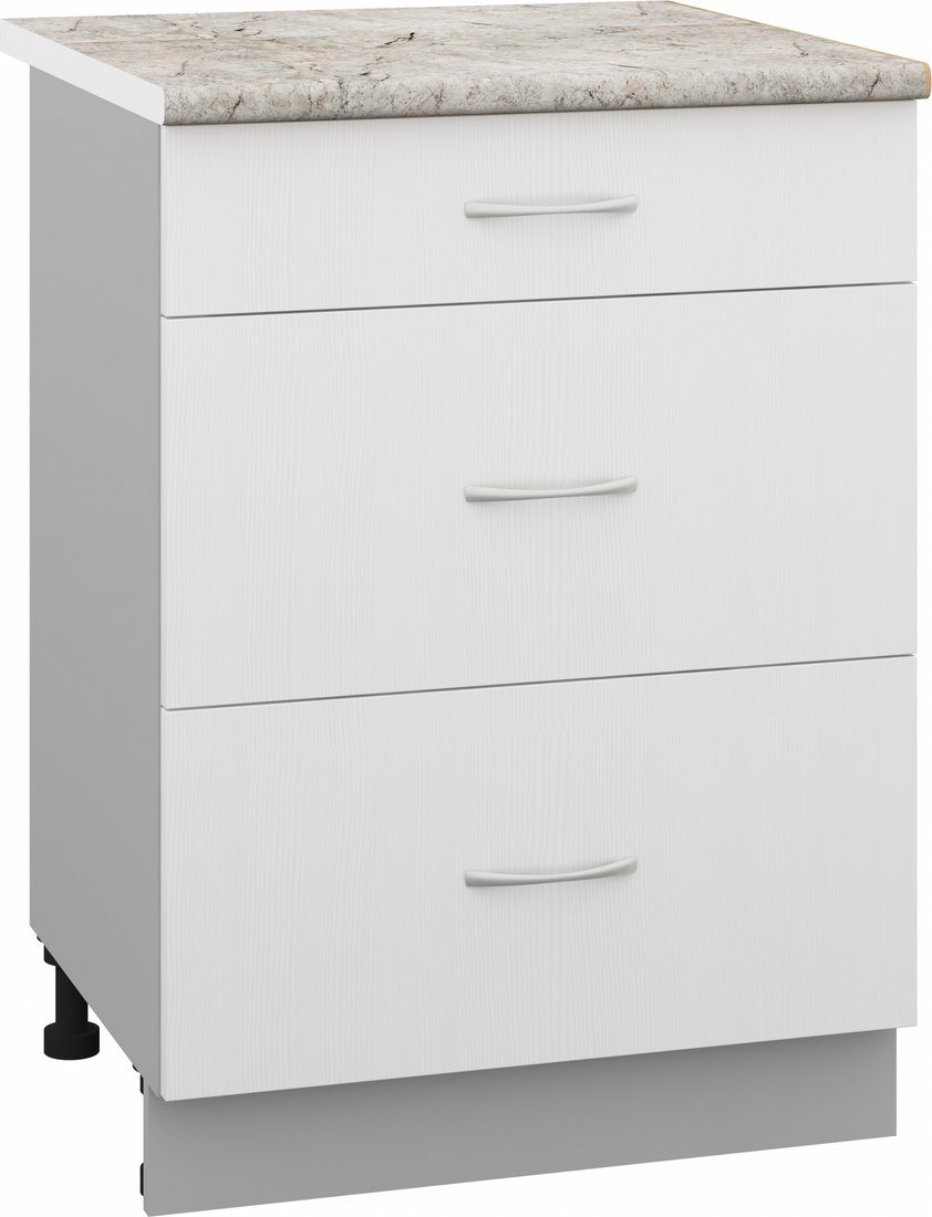 

Шкаф напольный Кортекс-мебель Корнелия Лира НШ60р3ш (белый/марсель)