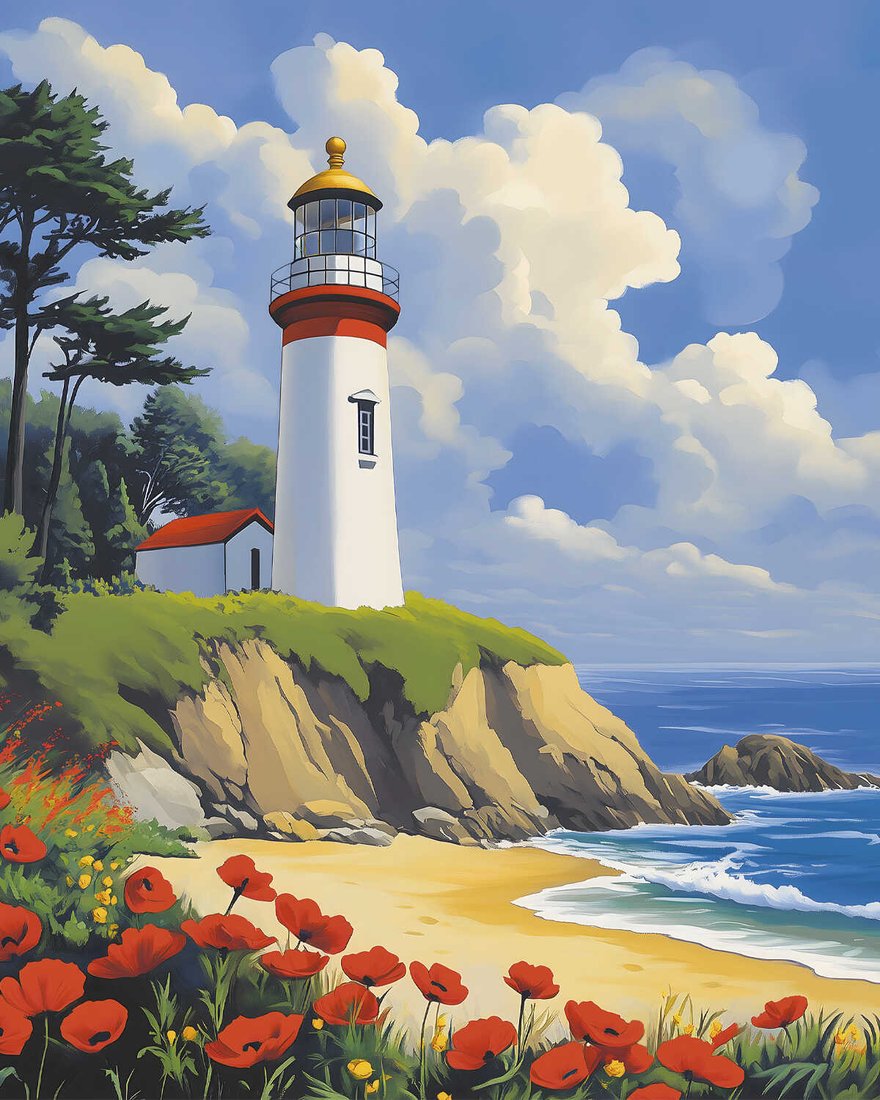 

Алмазная мозаика Феникс+ Маяк и маки 71337