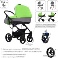 Универсальная коляска BEBETTO Magnum (3 в 1, 193, черная рама)