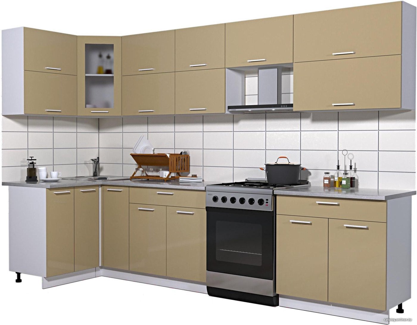 Готовая кухня Интерлиния Мила Gloss 60-12x31 (капучино глянец)