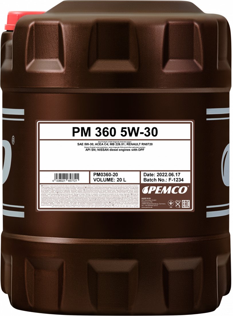 

Моторное масло Pemco iDRIVE 360 5W-30 20л