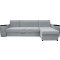 Угловой диван Сириус Лидер-13 с оттоманкой НПБ 330x165 (Eva 09 велюр светло-серый)