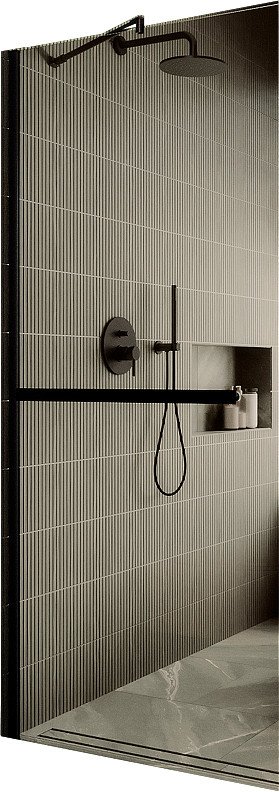 Душевая стенка MaybahGlass 69x195 MGD-702-6ш (бронзовое стекло/черный)