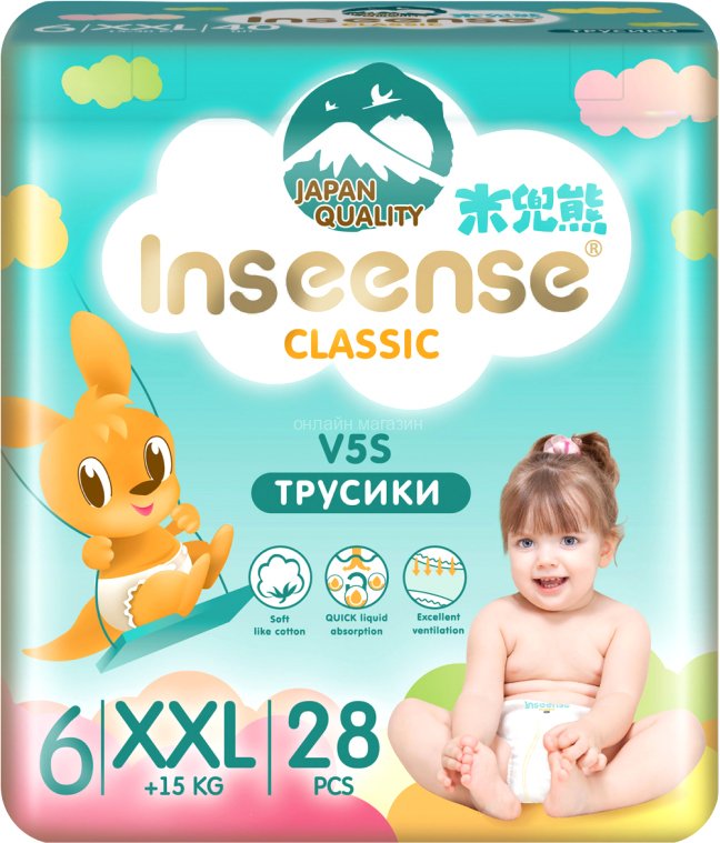 

Трусики-подгузники Inseense Classic V5S XXL 15+ кг InsCV5SXXL28Emer (28 шт)