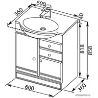  Aquanet Тумба с умывальником Марсель 60 [00100295+00174213+00168239]